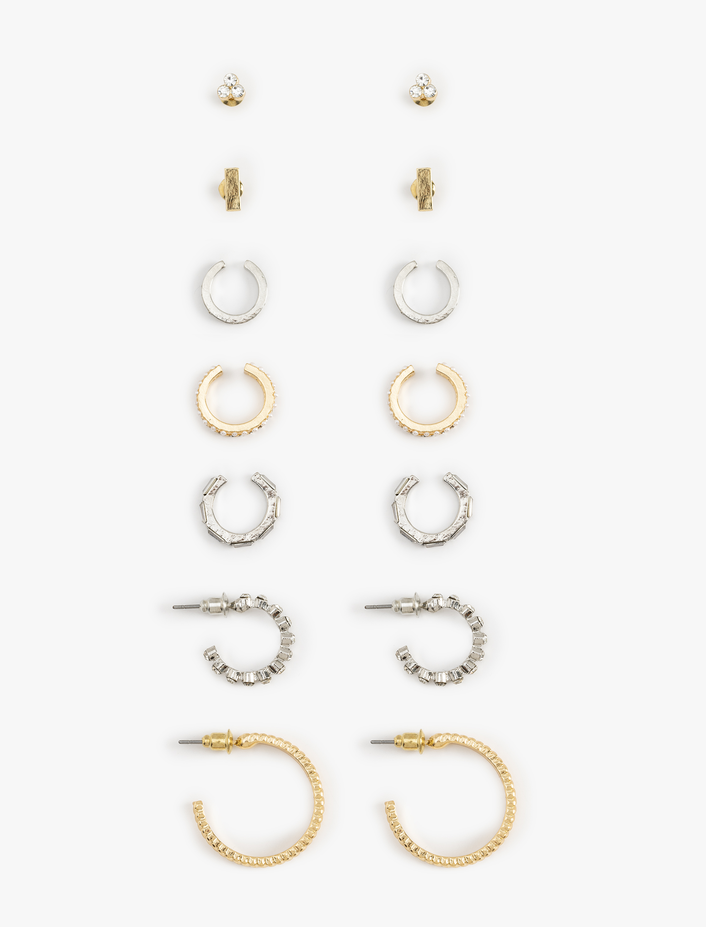  Kadın Taş Detaylı 7'li Küpe Seti