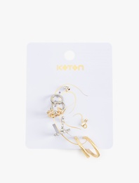 Taş Detaylı 7'li Küpe Seti