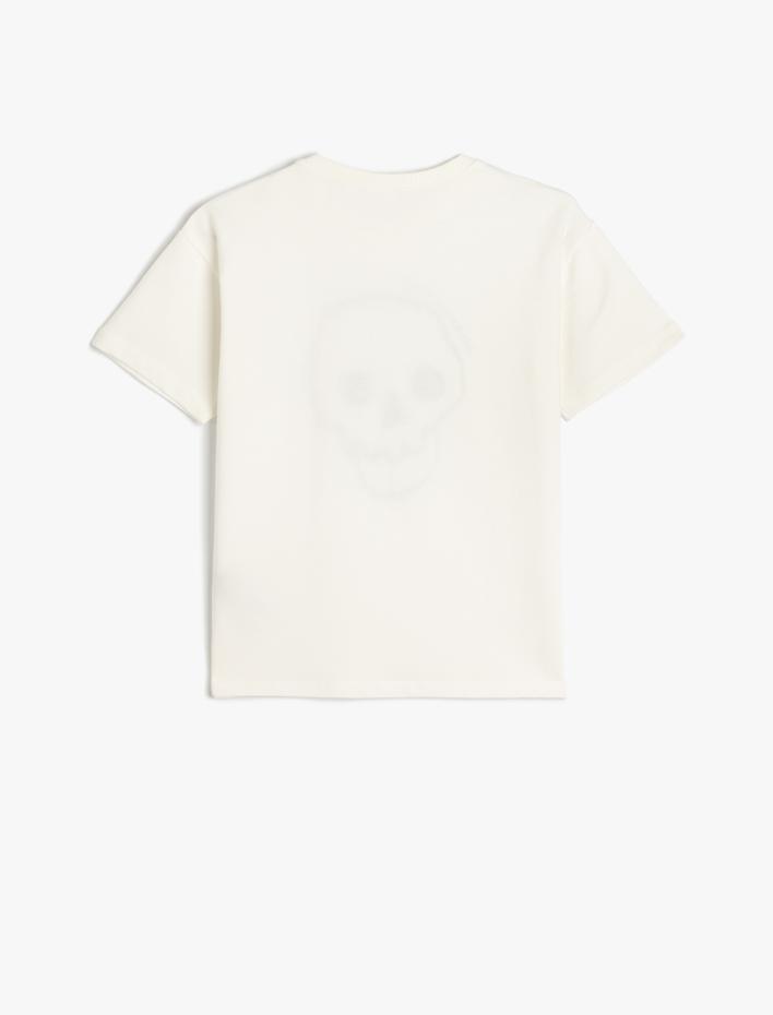 Erkek Çocuk Oversize Tişört Kuru Kafa Baskılı Kısa Kollu Pamuklu