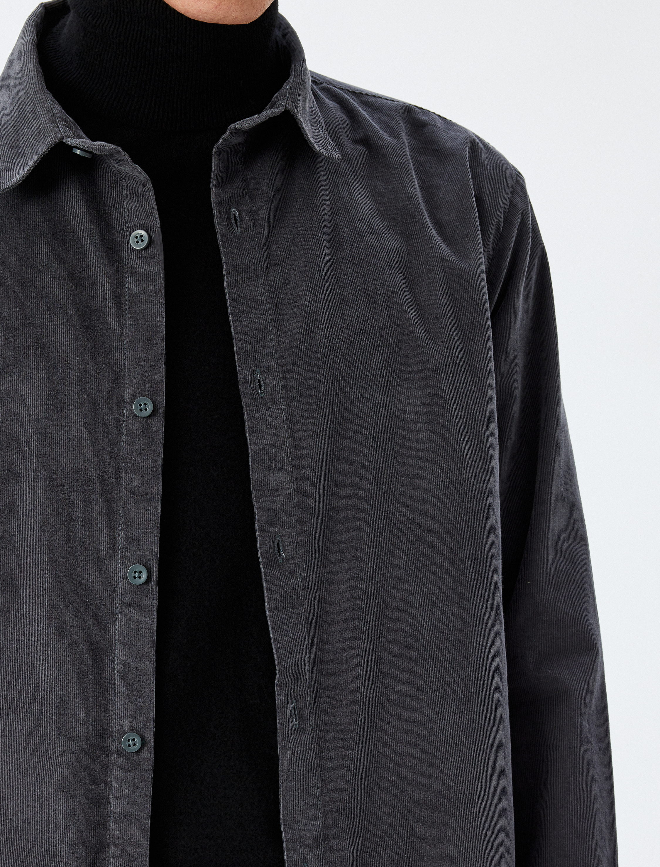   Pamuklu Regular Fit Fitilli Kadife Uzun Kollu Gömlek