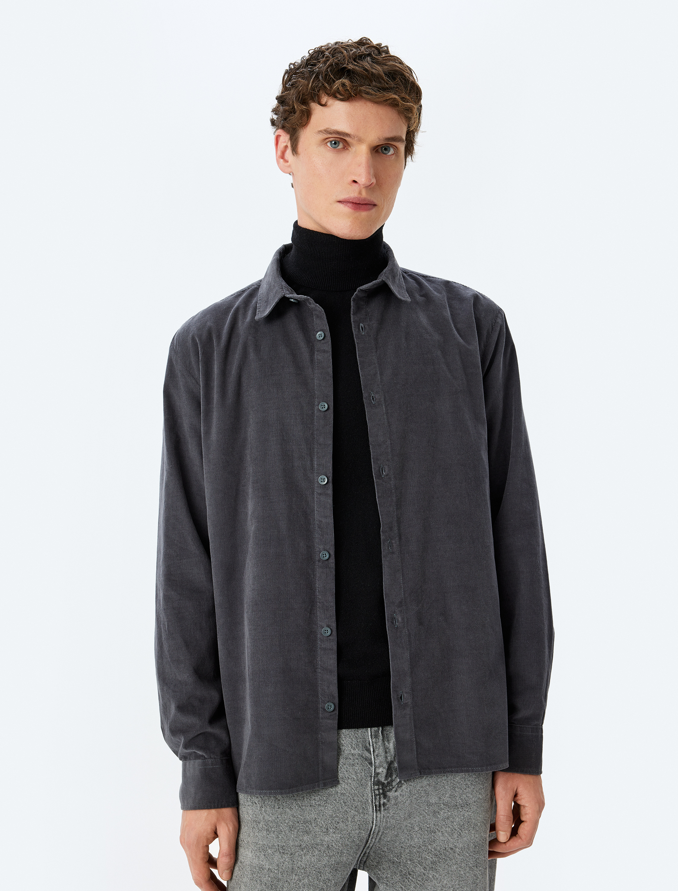   Pamuklu Regular Fit Fitilli Kadife Uzun Kollu Gömlek