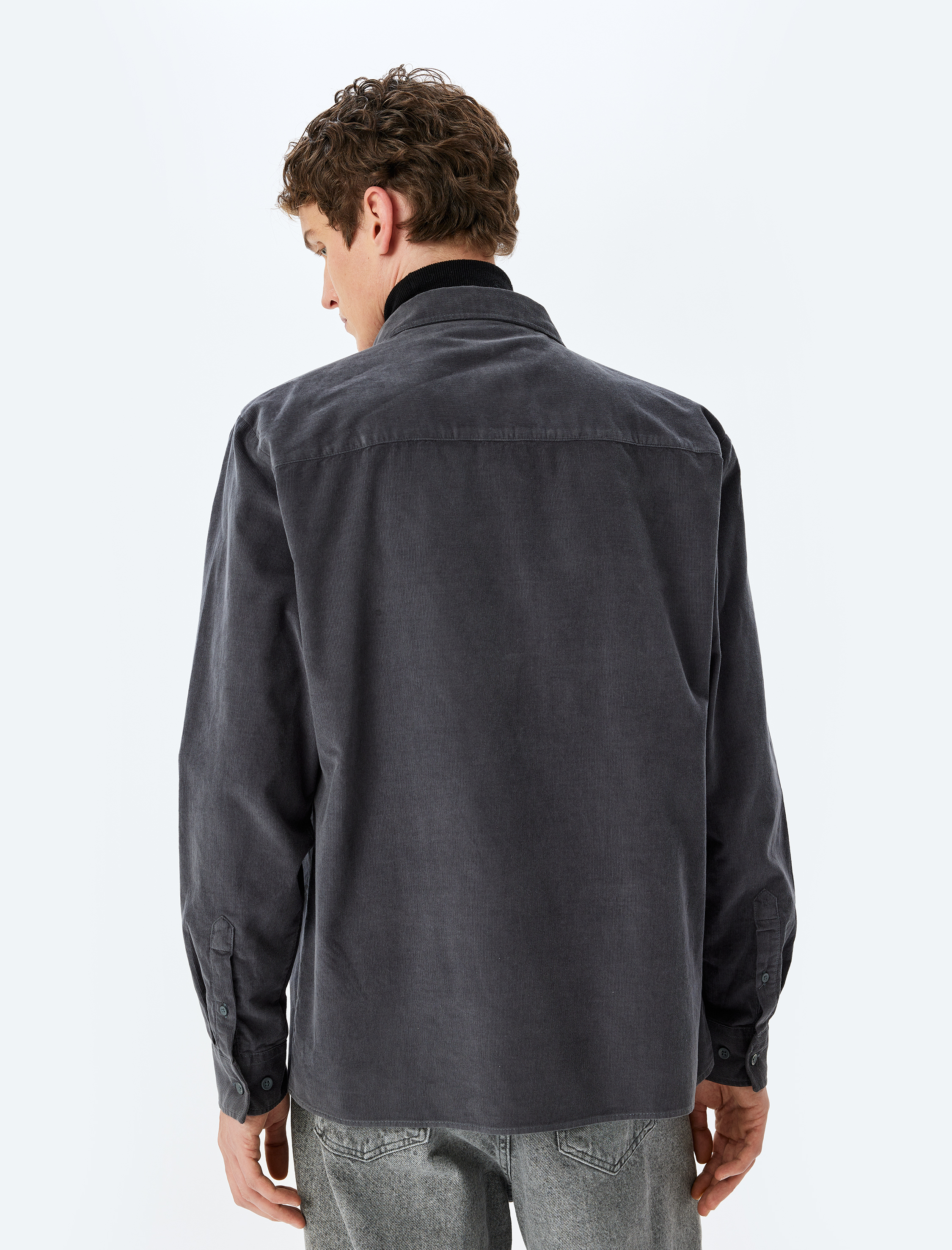   Pamuklu Regular Fit Fitilli Kadife Uzun Kollu Gömlek