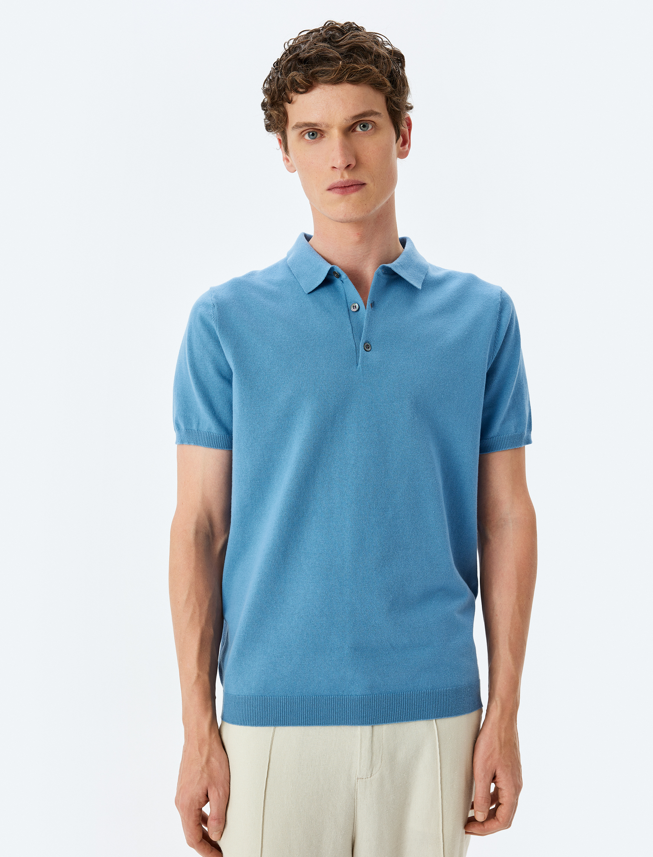   Kısa Kollu Pamuklu Polo Yaka Triko Tişört