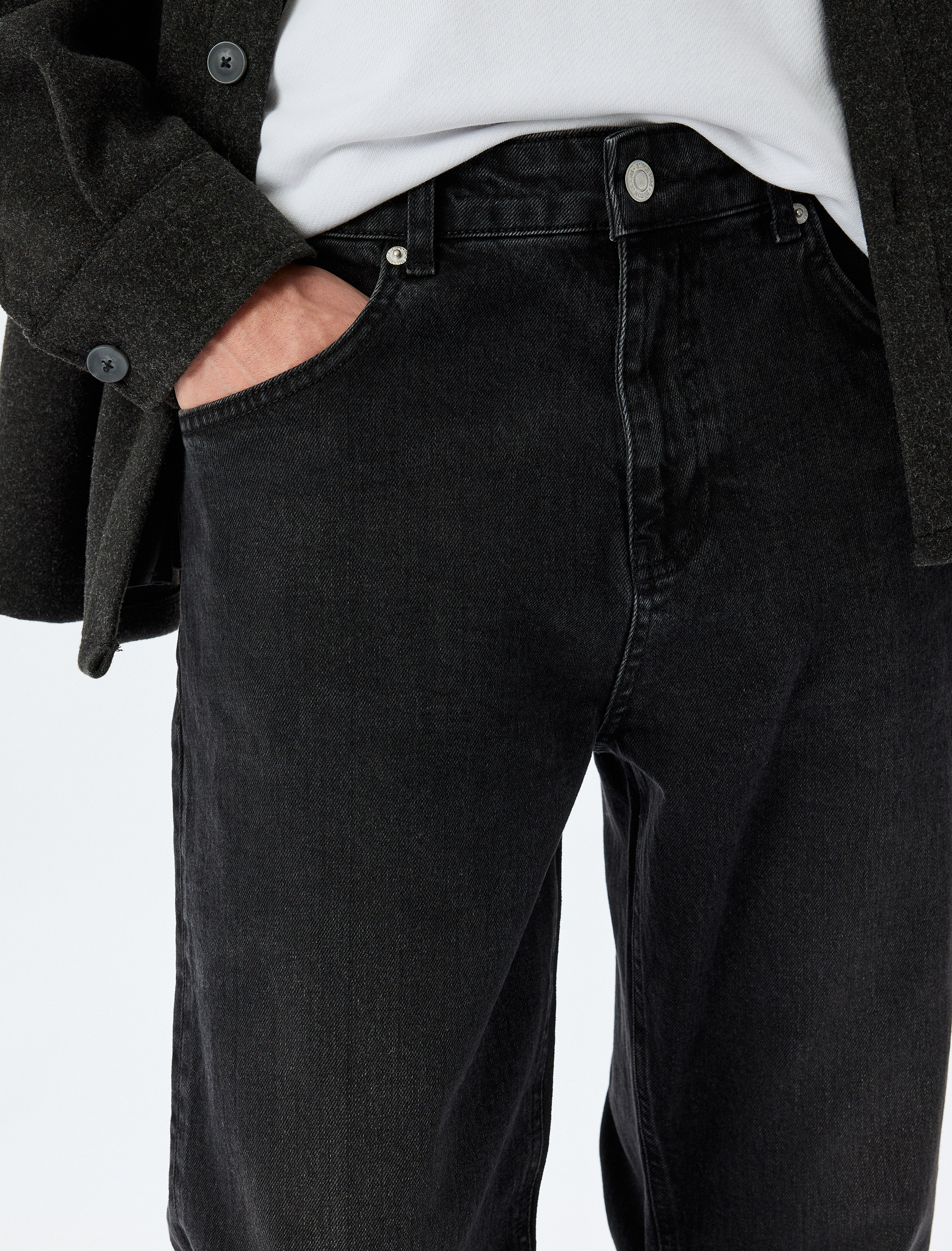   Normal Bel Pamuklu Vintage Straight Fit Jean Pantolon