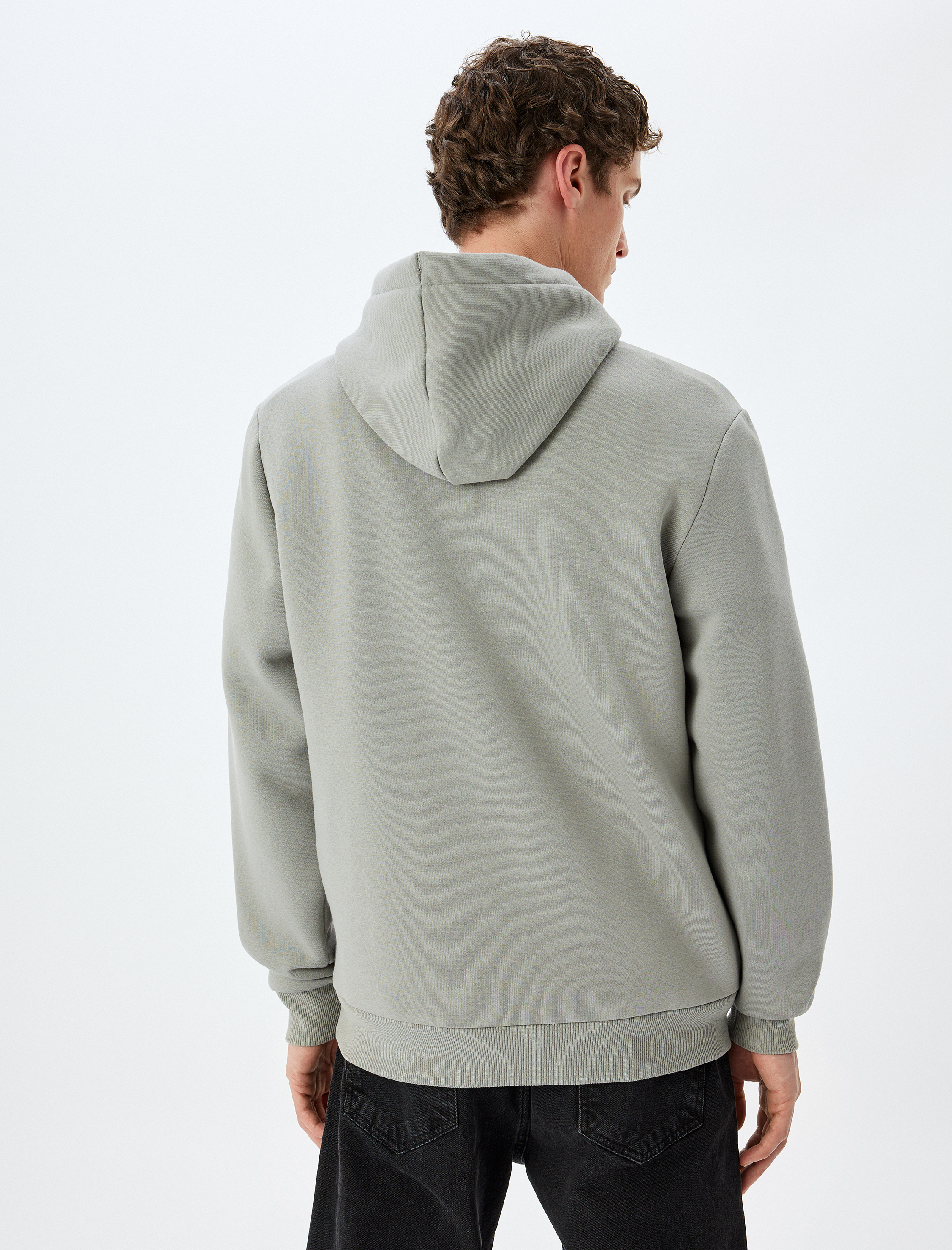   Pamuk Karışımlı Şardonlu Slogan İşlemeli Kapşonlu Sweatshirt