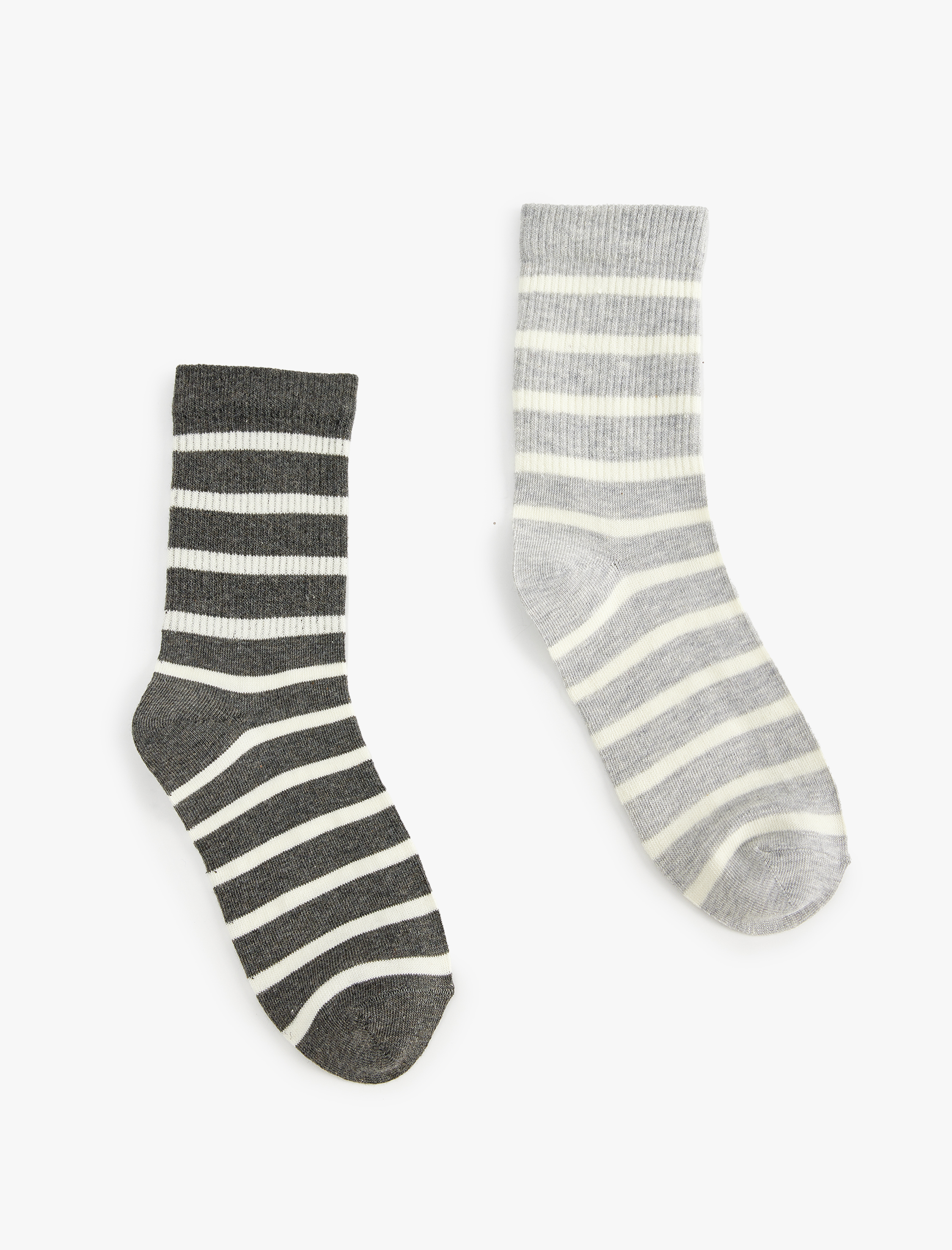  Kadın 2'li Çizgili Tenis Çorap Seti