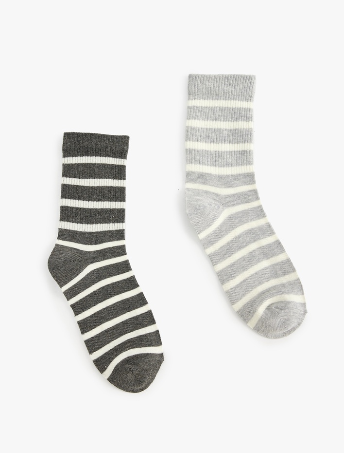 Kadın 2'li Çizgili Tenis Çorap Seti