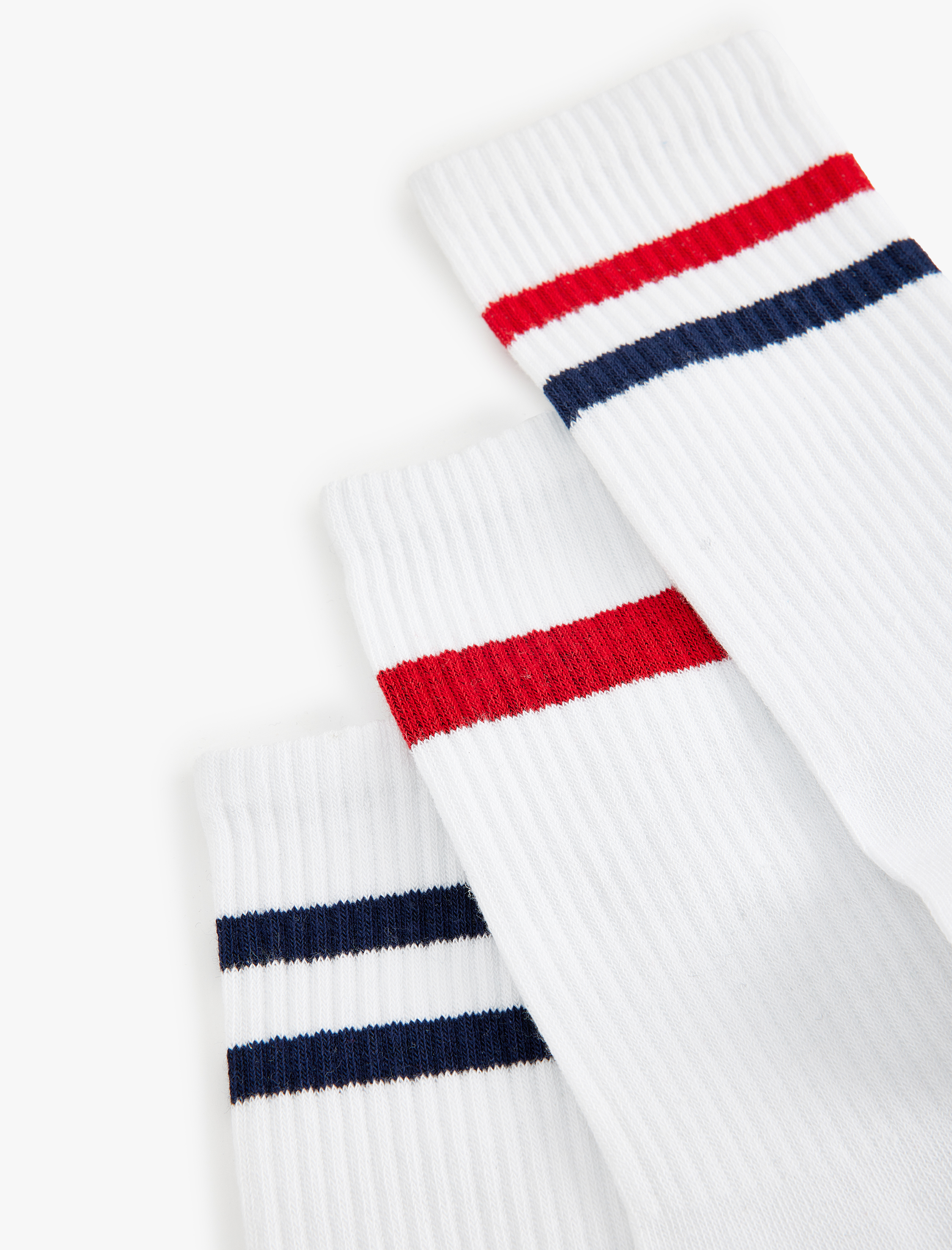  Erkek Çizgili 3'lü Tenis Çorap Seti
