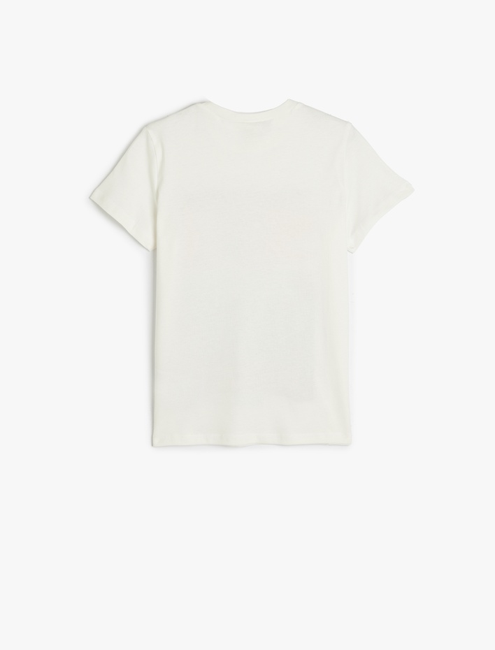 Erkek Çocuk Tişört Dinozor Baskı Detaylı Kısa Kollu Bisiklet Yaka Pamuklu