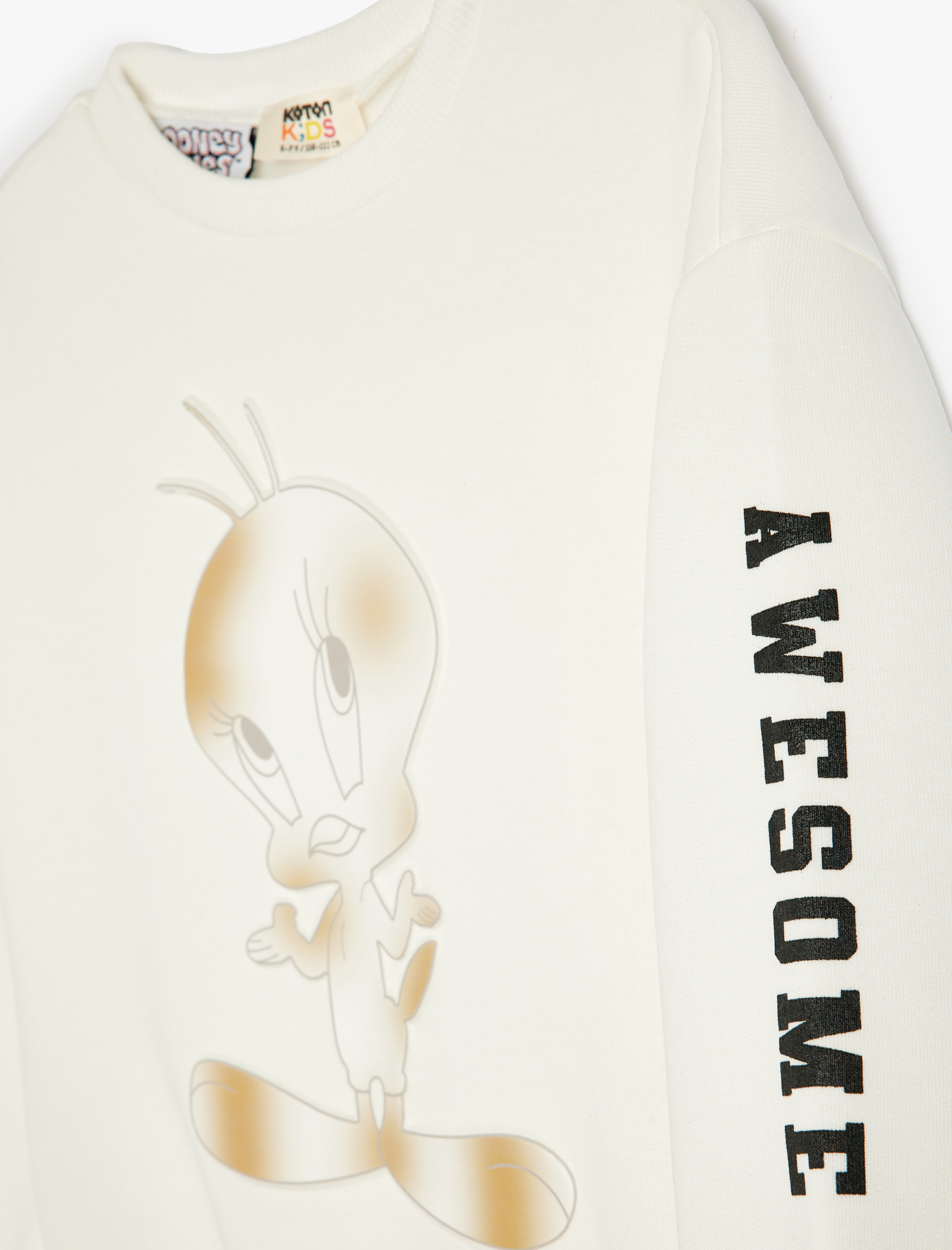  Kız Çocuk Tweety Sweatshirt Lisanslı Bisiklet Yaka Uzun Kollu Şardonlu