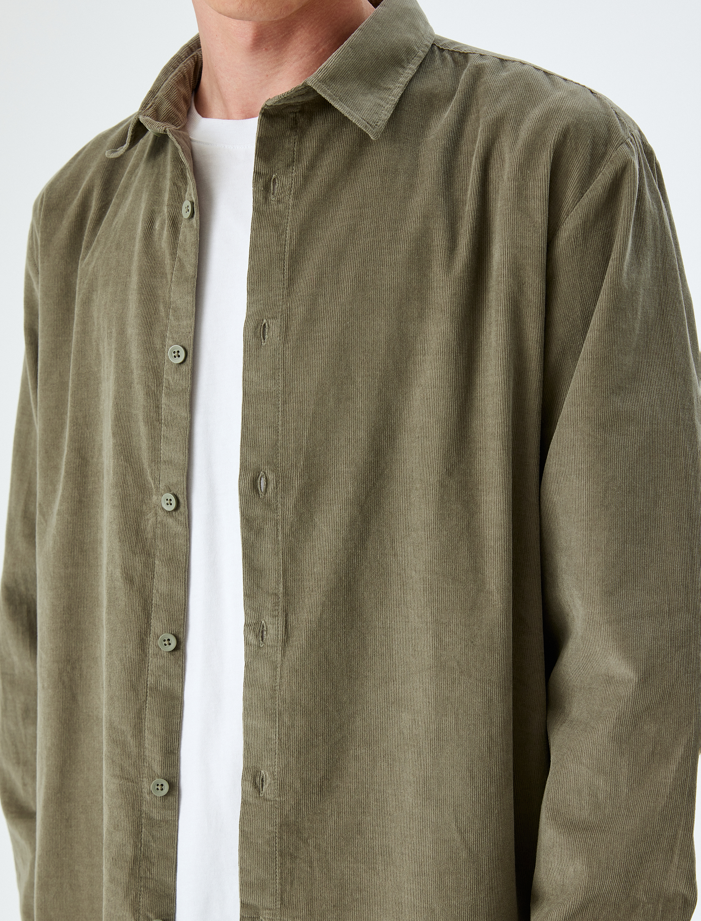   Pamuklu Regular Fit Fitilli Kadife Uzun Kollu Gömlek