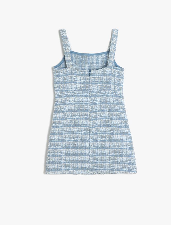 Kız Çocuk Askılı Tüvit Jile Elbise Cep Detaylı