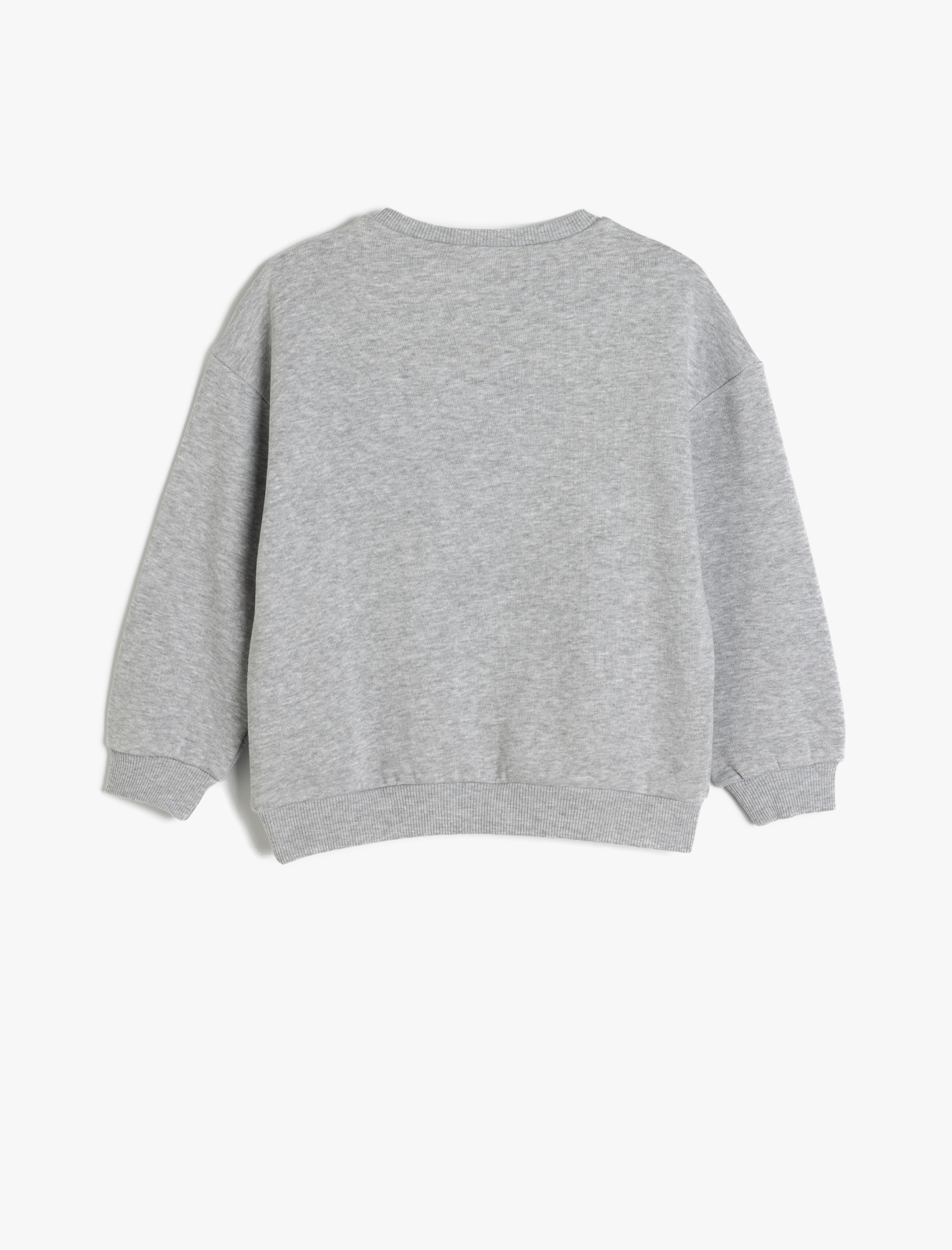  Kız Çocuk Slogan Baskılı Uzun Kollu Bisiklet Yaka Şardonlu Sweatshirt