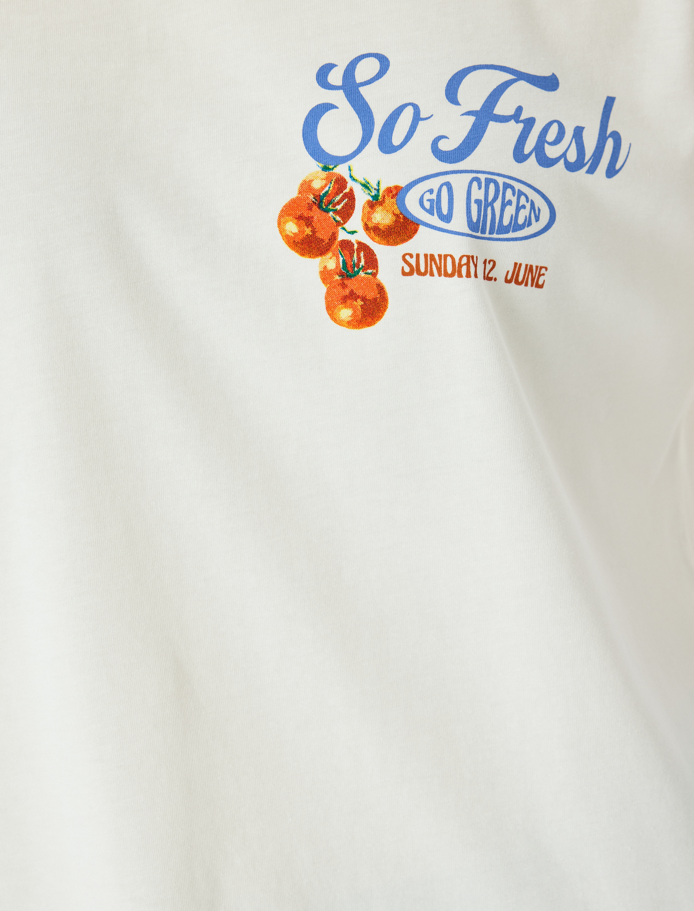   Arkası Meyve ve Sebze Baskılı Bisiklet Yaka Kısa Kollu Uzun Oversize Tişört