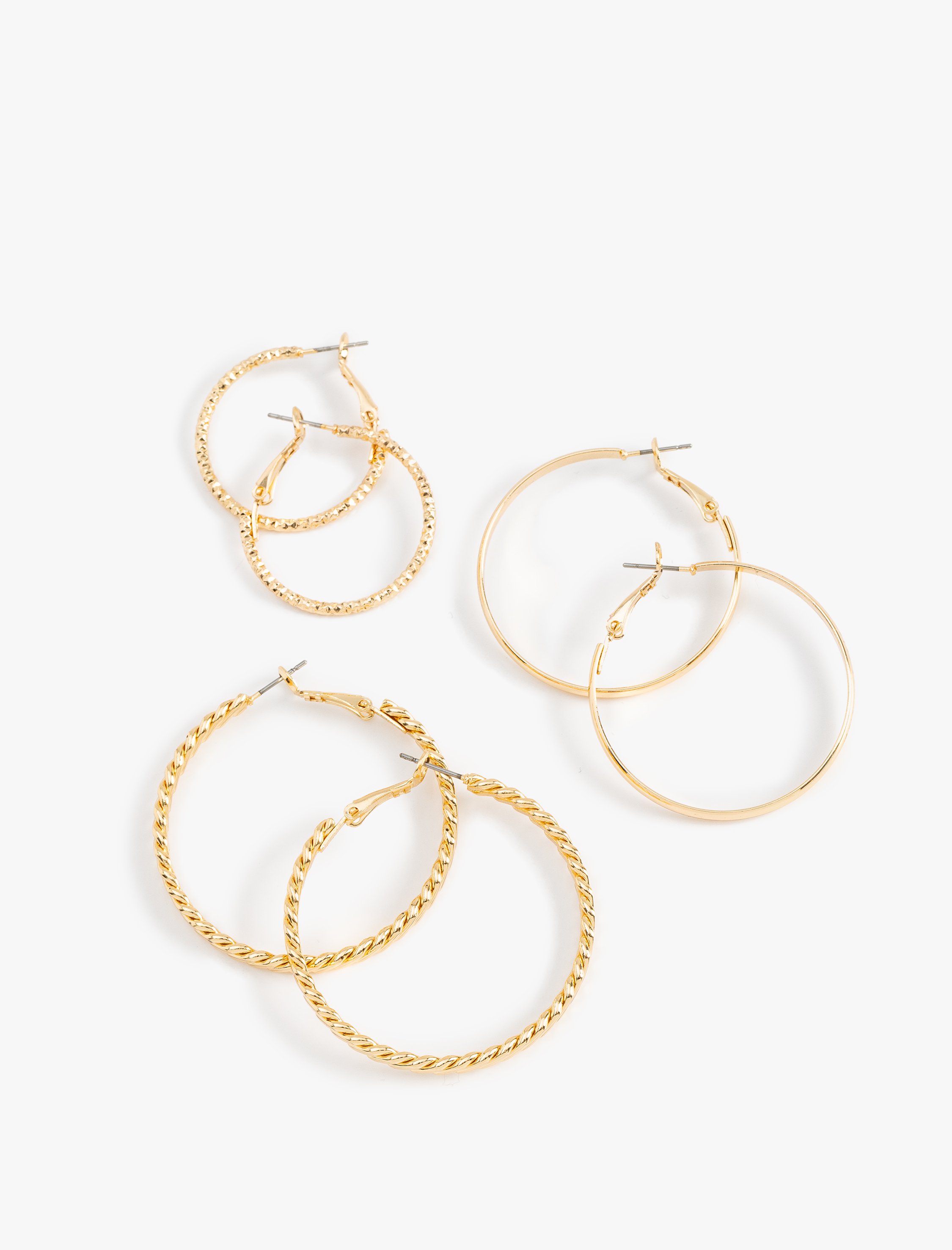  Kadın 3'lü Çelik Burgu Halka Küpe Seti