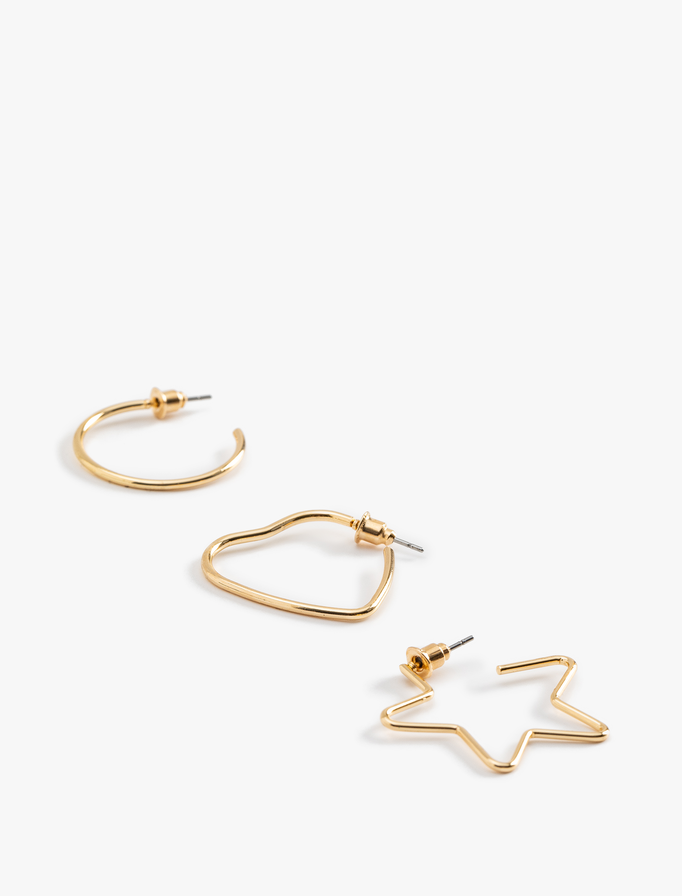  Kadın 3'lü Çelik Kalp Yıldız Şekilli Halka Küpe Seti