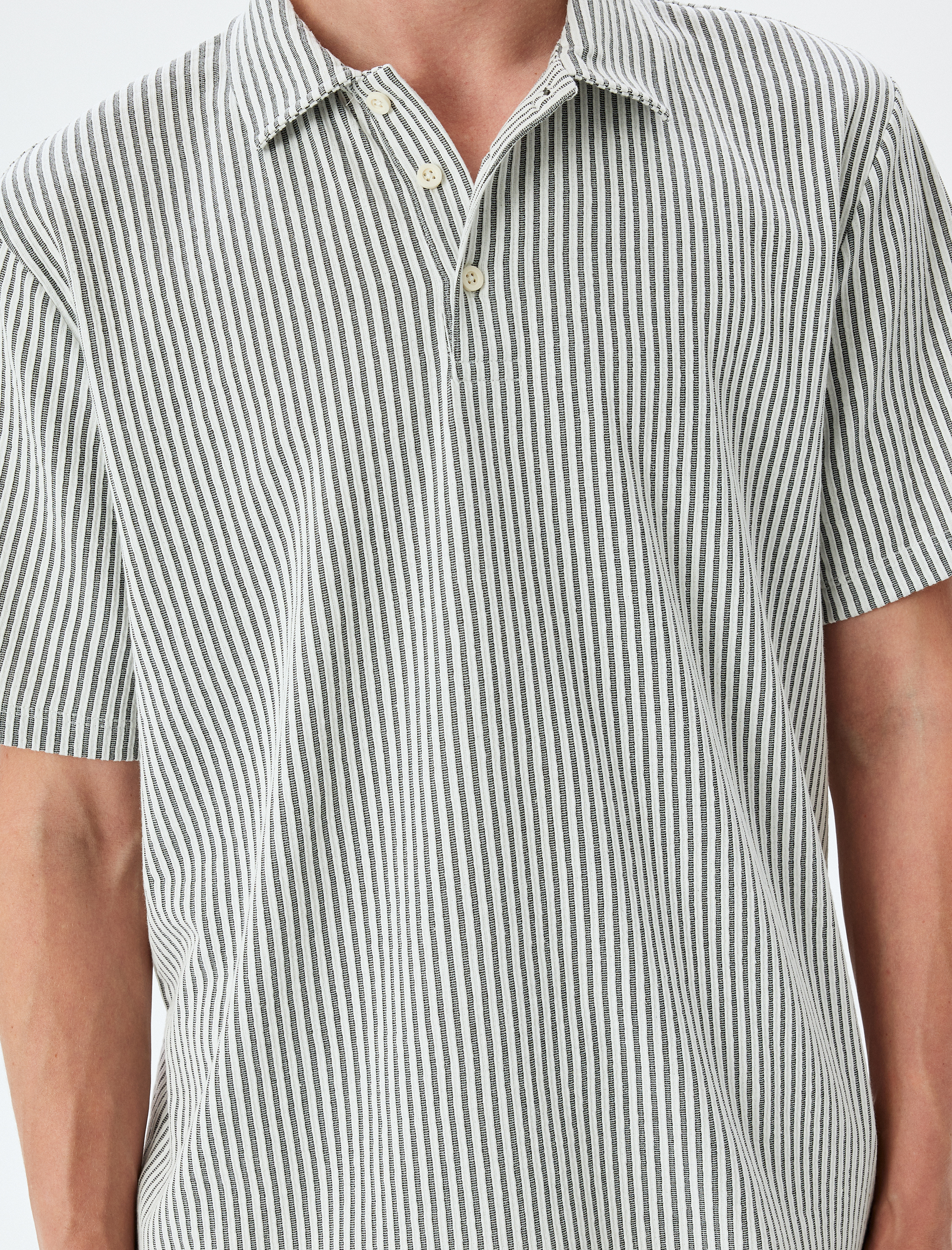 Kısa Kollu Çizgili Regular Fit Pamuk Karışımlı Polo Yaka Tişört