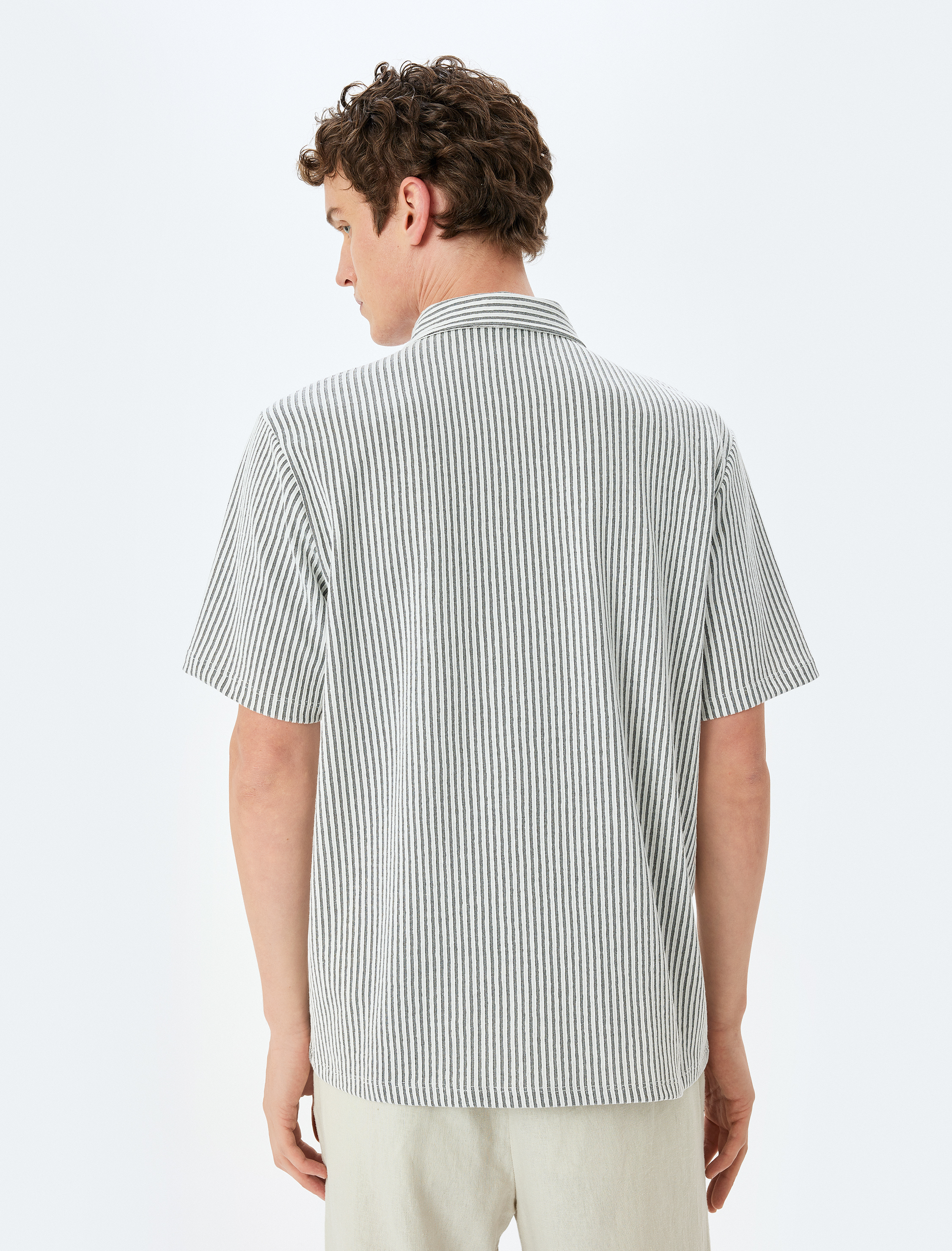 Kısa Kollu Çizgili Regular Fit Pamuk Karışımlı Polo Yaka Tişört