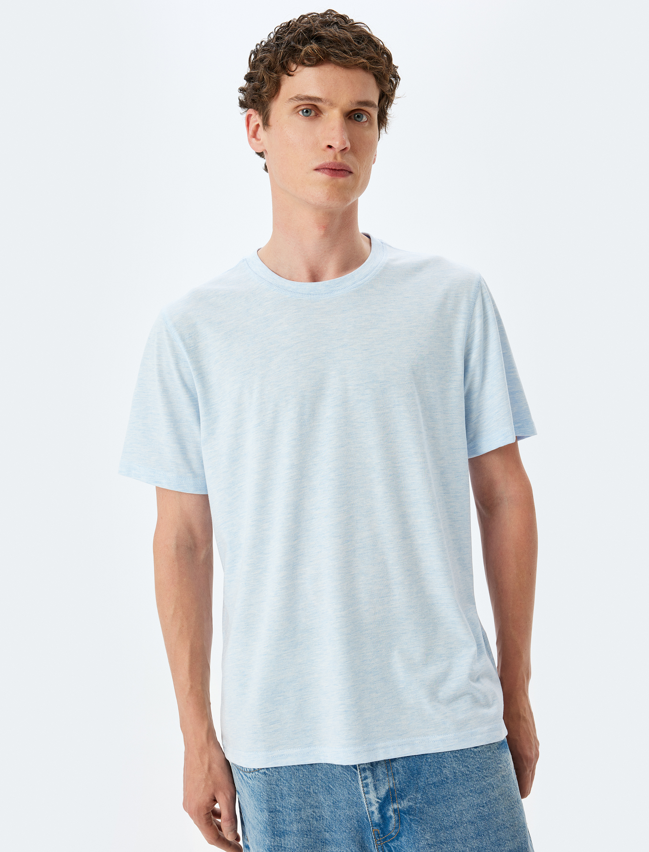   Kısa Kollu Bisiklet Yaka Regular Fit Pamuk Karışımlı Basic Tişört