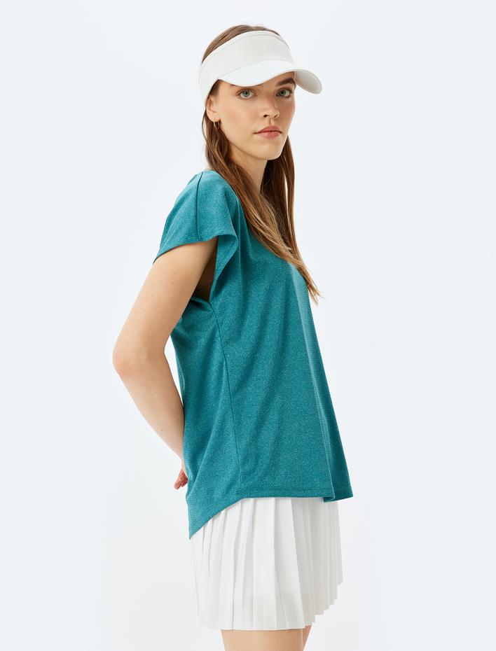  Kısa Kollu Bisiklet Yaka Oversize Spor Tişört