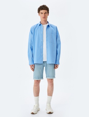 Bermuda Pamuklu Cep Detaylı Slim Fit Kot Şort