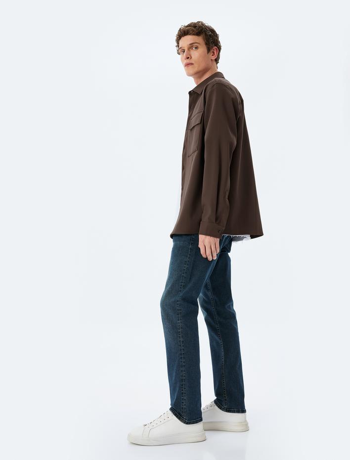  Straight Fit Cep Detaylı Pamuklu Kot Pantolon