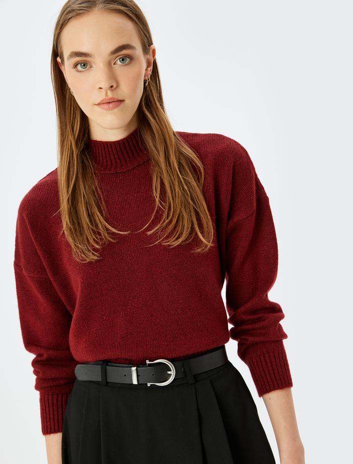  Yarım Balıkçı Yaka Uzun Kollu Basic Triko Kazak