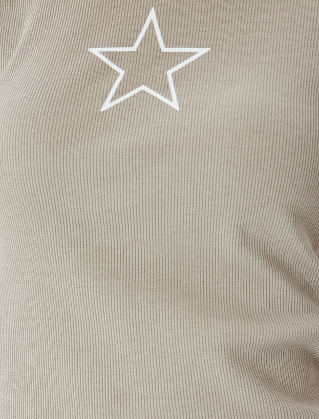 Yıldız Baskılı Reglan Kollu Bisiklet Yaka Kaşkorse Slim Fit Tişört_5