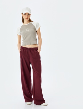 Yıldız Baskılı Reglan Kollu Bisiklet Yaka Kaşkorse Slim Fit Tişört_1