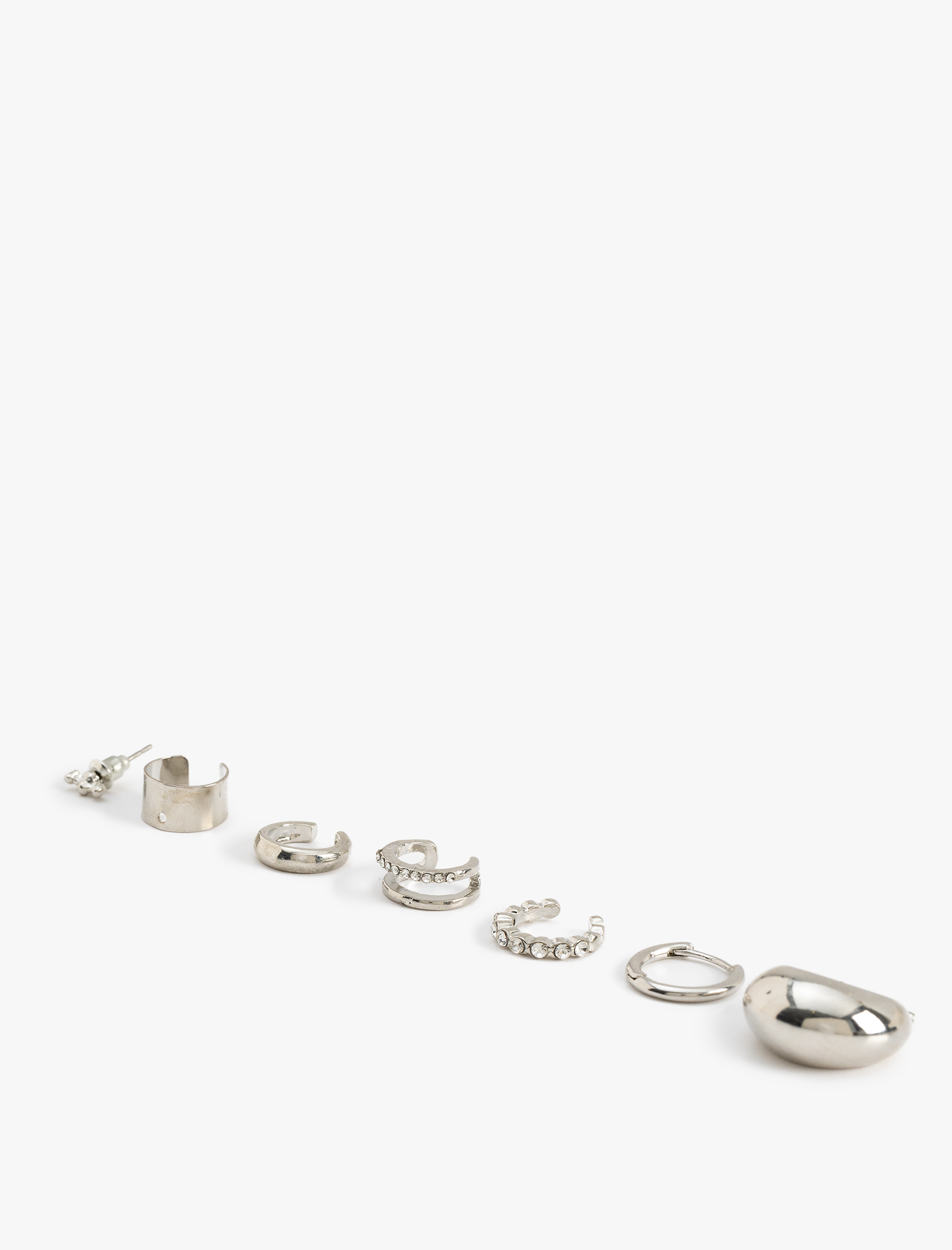  Kadın Çelik Karışımlı 7'li Kıkırdak Küpe Seti