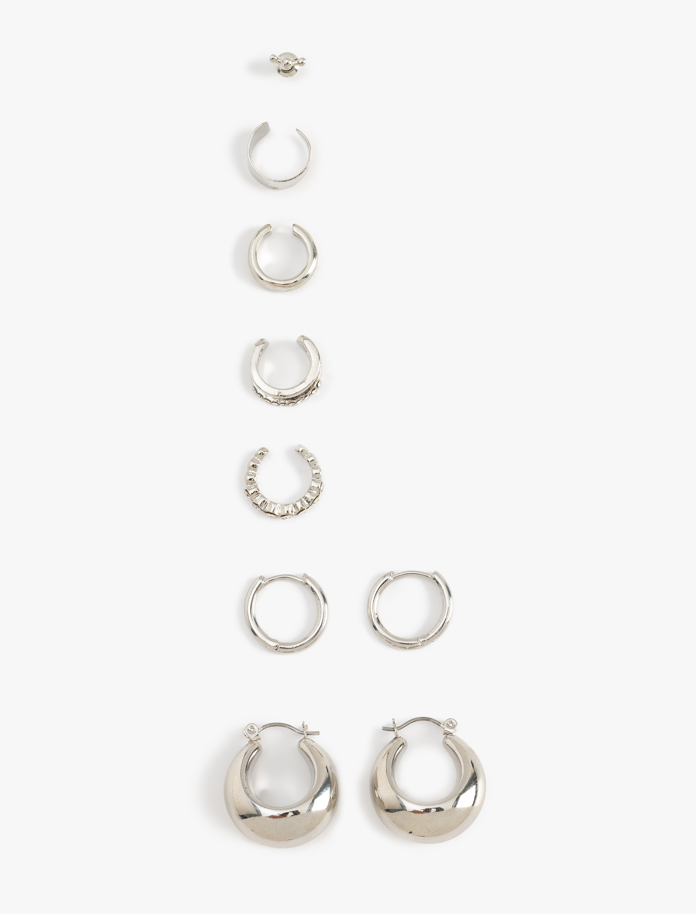  Kadın Çelik Karışımlı 7'li Kıkırdak Küpe Seti