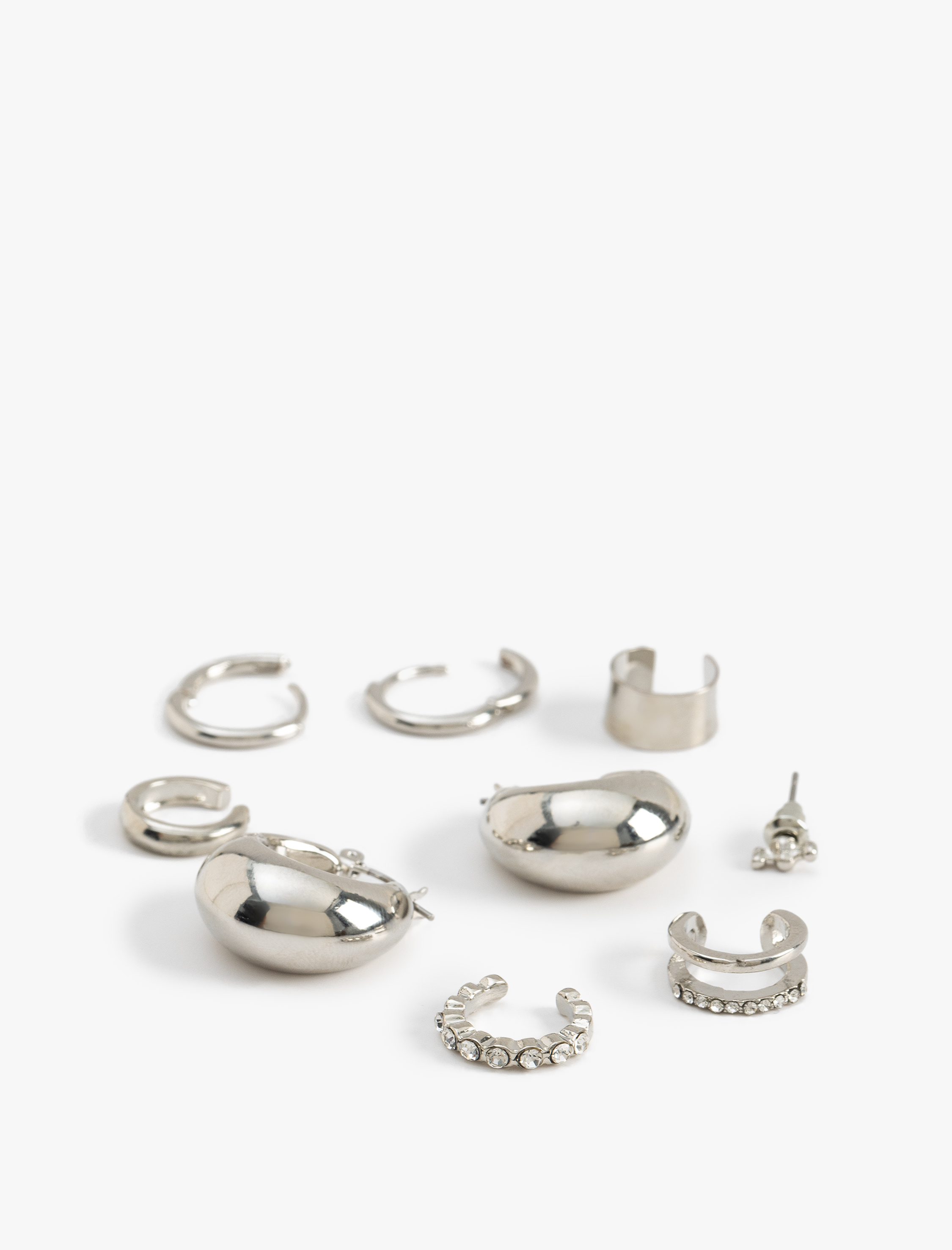  Kadın Çelik Karışımlı 7'li Kıkırdak Küpe Seti