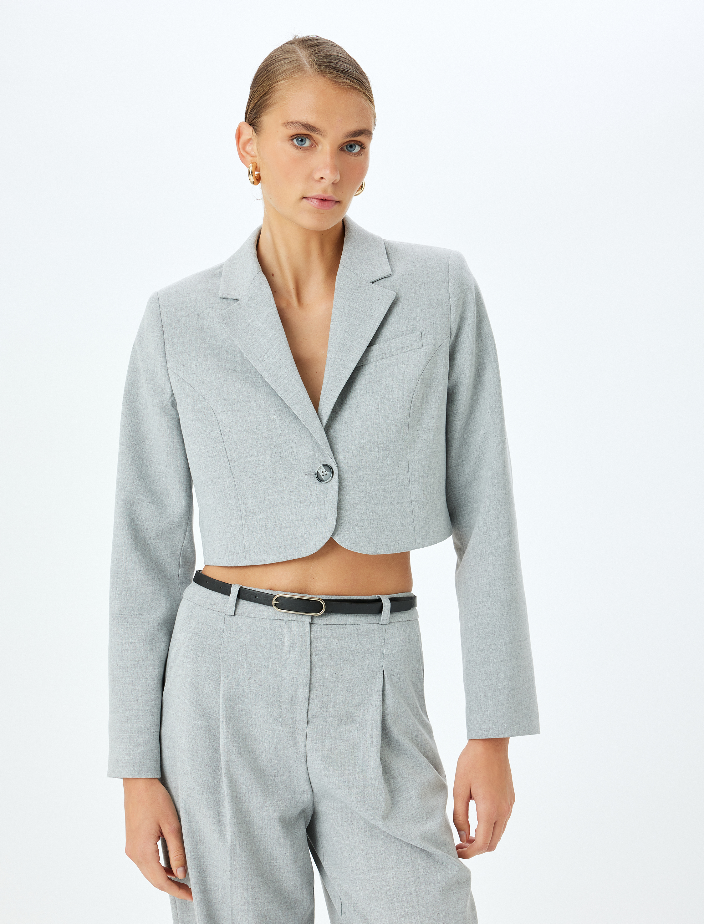 Kruvaze Crop Blazer Ceket