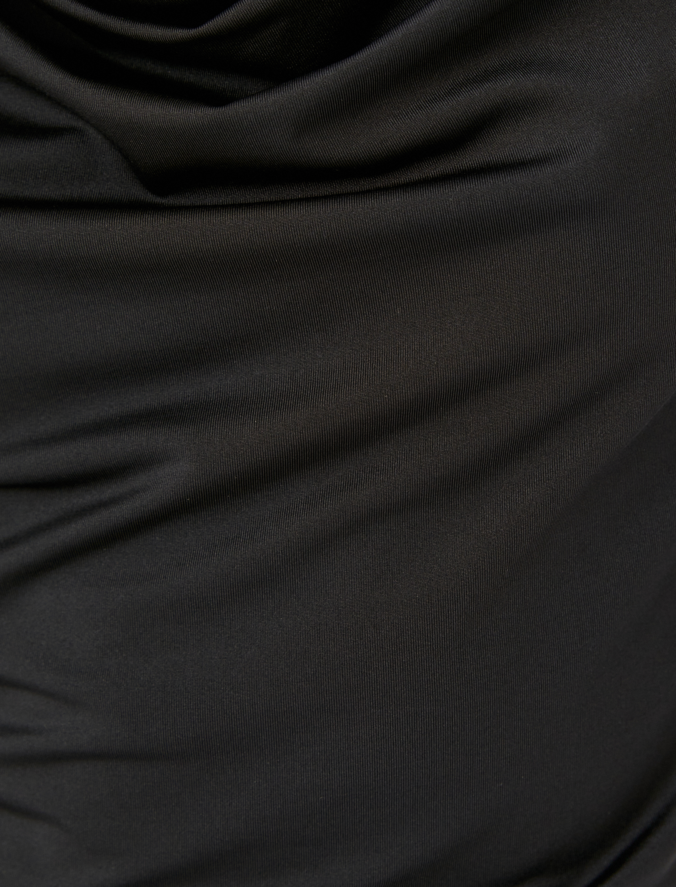   Uzun Kollu Drape Detaylı Degaje Yaka Slim Fit Mini Elbise