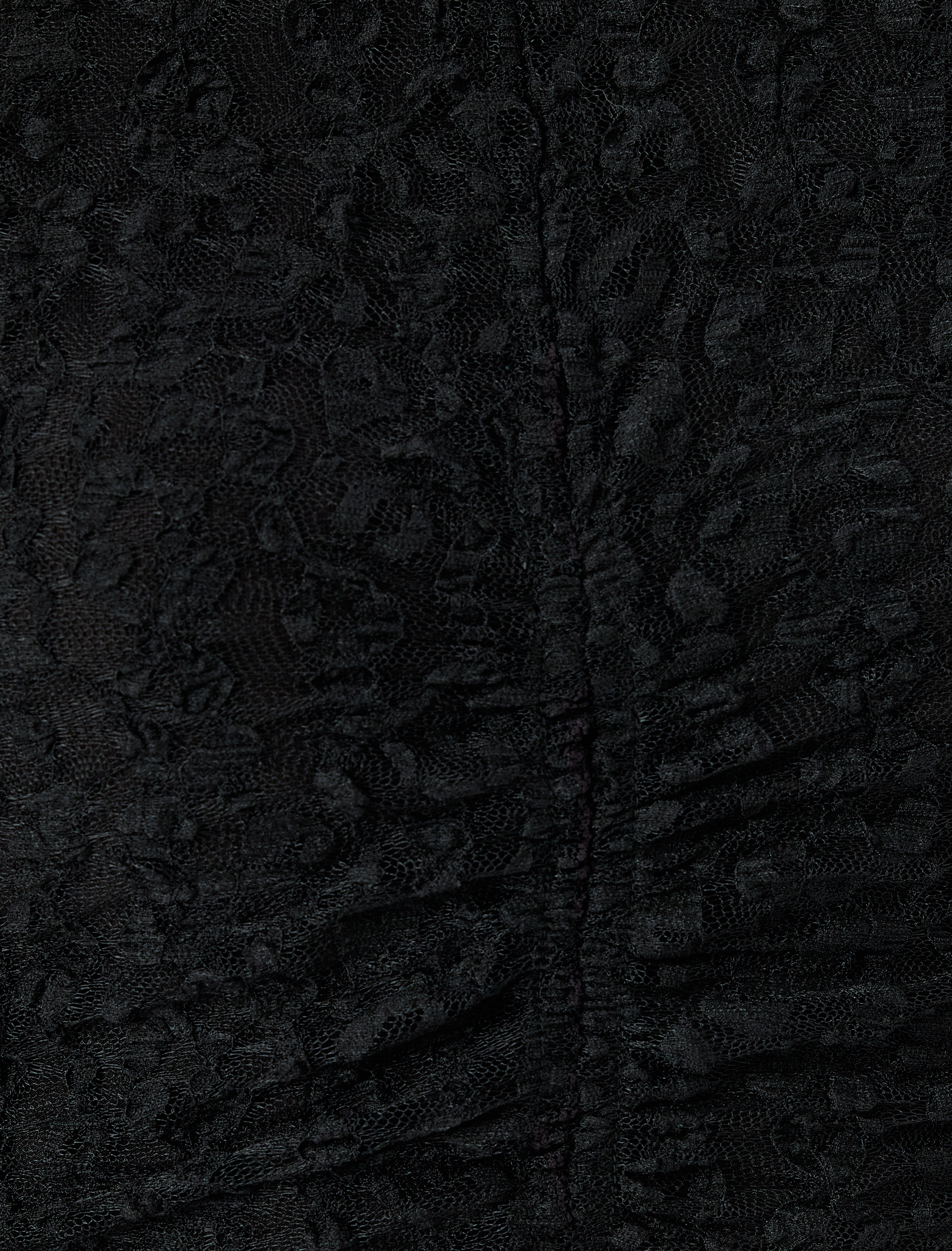   Uzun Kollu Yuvarlak Yaka Slim Fit Drapeli Dantel Mini Elbise