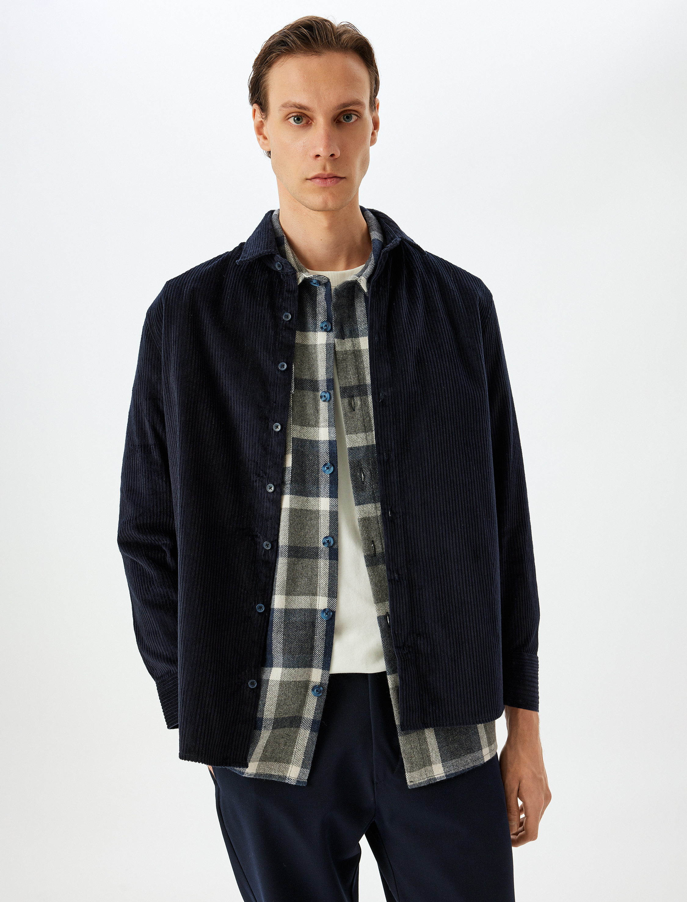   Uzun Kollu Regular Fit Pamuklu Fitilli Kadife Gömlek