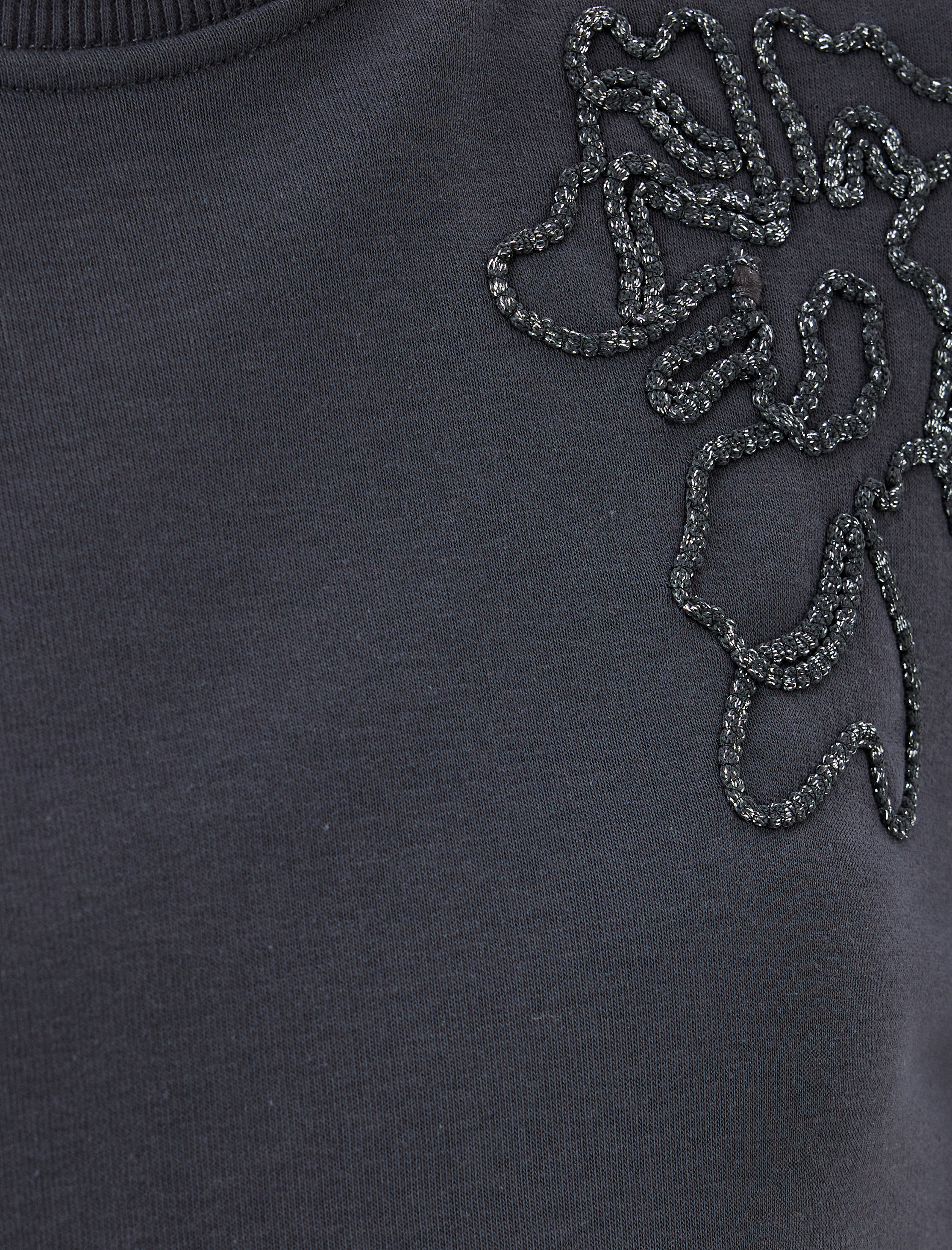 Koton X Şahika Ercümen - Uzun Kollu Bisiklet Yaka Taşlı Oversize Sweatshirt