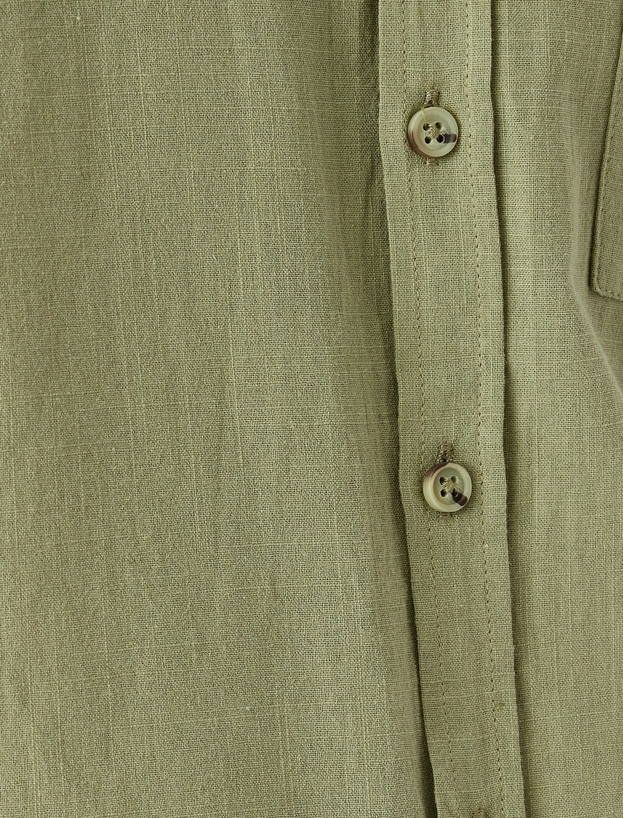 Kısa Kollu Pamuklu Cep Detaylı Slim Fit Gömlek_5