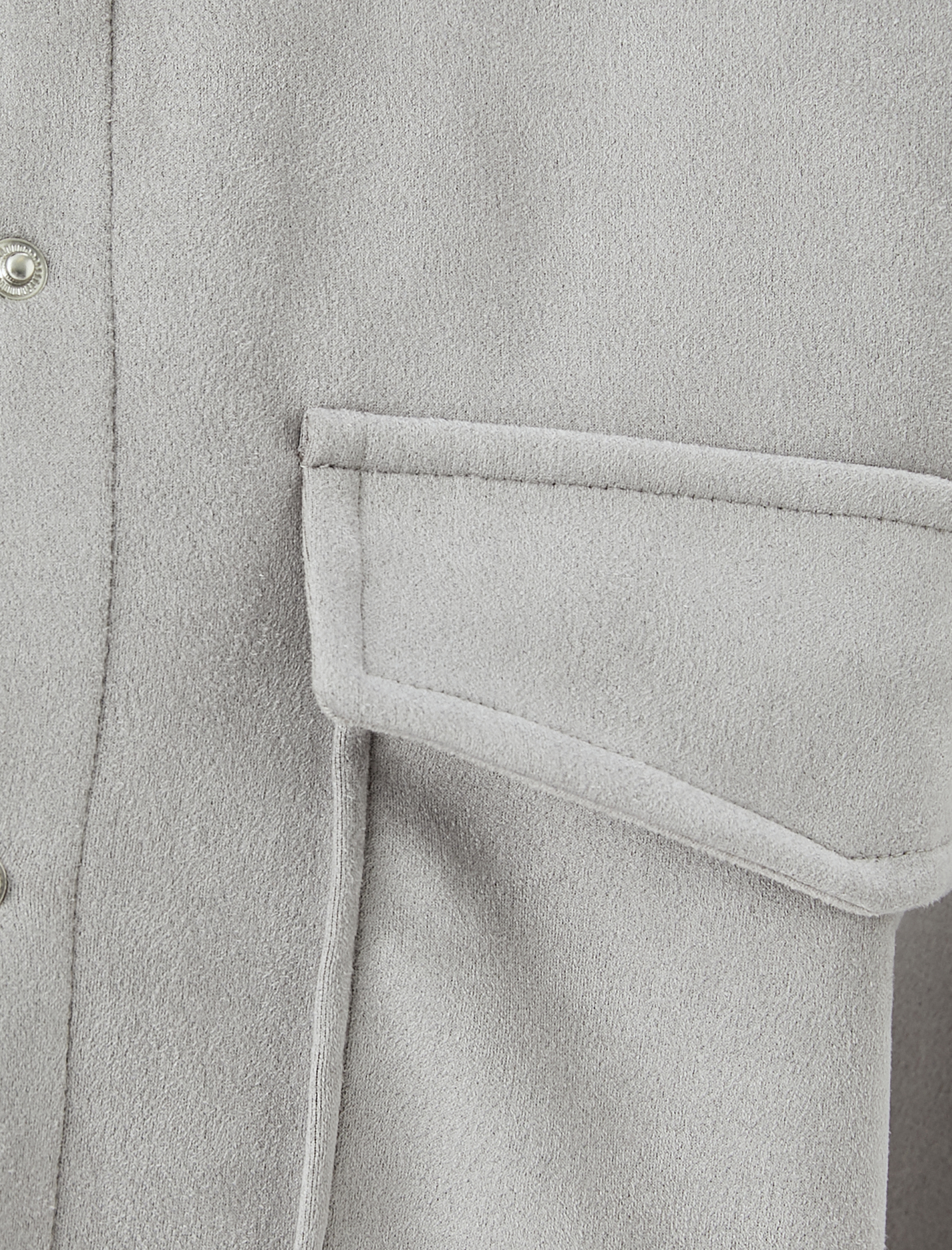   Süet Görünümlü Cep Detaylı Çıtçıt Düğmeli Oversize Shacket