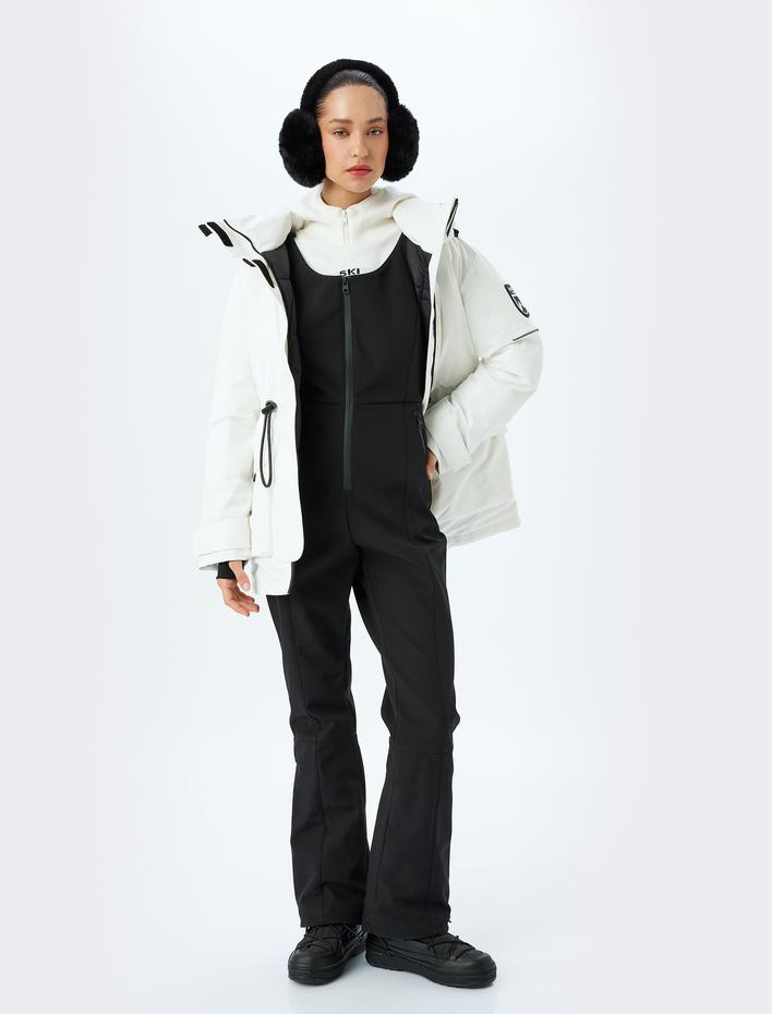  İçi Polarlı Su Geçirmez Önden Fermuarlı Kayak Tulumu