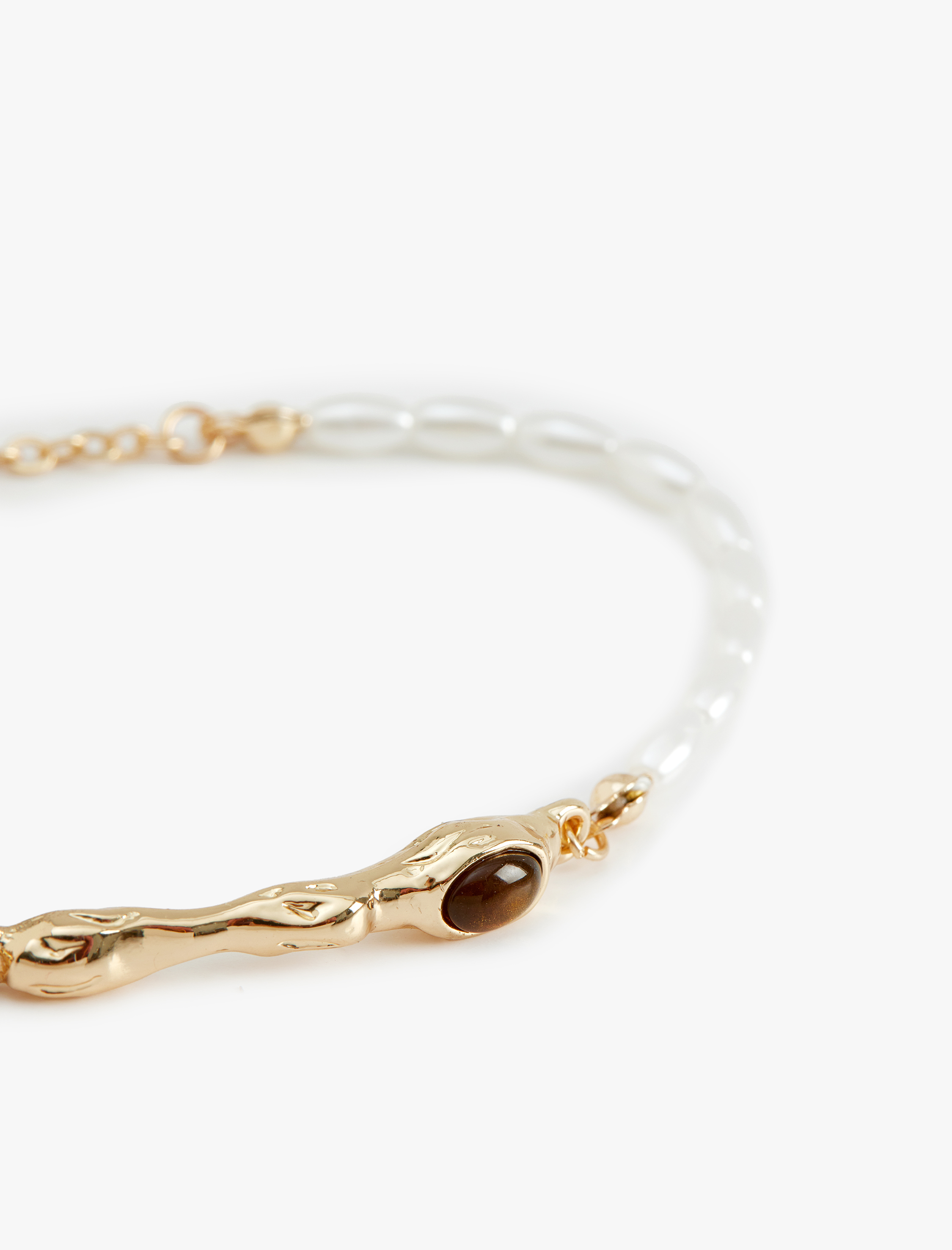  Kadın Taş ve İnci Boncuk Detaylı Bileklik