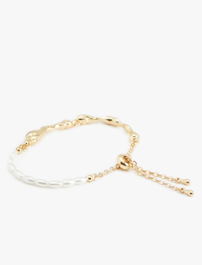 Kadın Taş ve İnci Boncuk Detaylı Bileklik