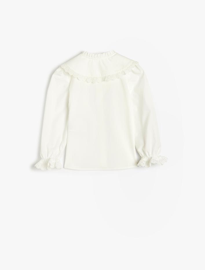 Kız Bebek Geniş Bebe Yaka Gömlek Uzun Kollu Pamuklu