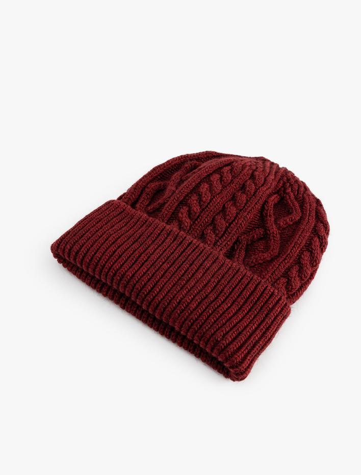 Kadın Saç Örgü Dokulu Katlı Bere - Koton X Sima Tarkan