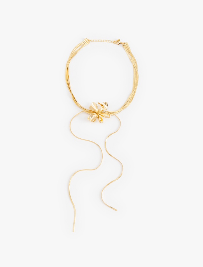 Kadın Çiçek Detaylı Choker Kolye