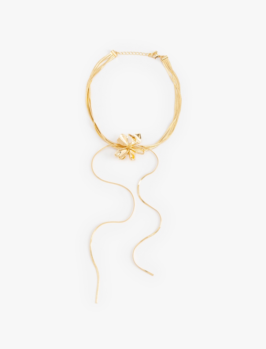  Kadın Çiçek Detaylı Choker Kolye