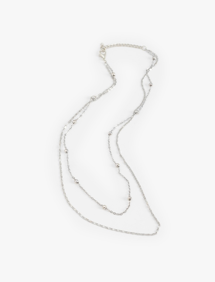 Kadın Çift Sıra Zincir Detaylı Kolye