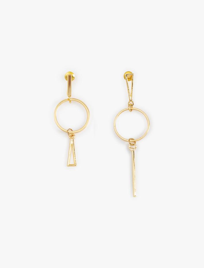 Kadın Geometrik Detaylı Asimetrik Küpe