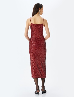 Pullu Payetli İp Askılı Slim Fit Uzun Abiye Elbise_3