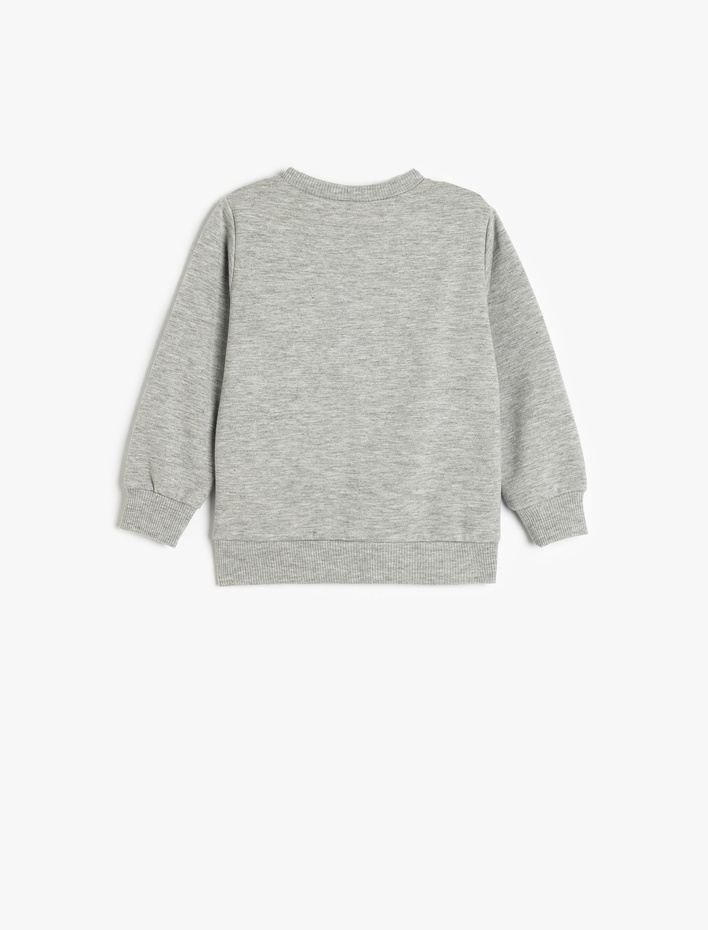 Erkek Bebek Sweatshirt Uzay Baskılı Şardonlu Uzun Kollu Bisiklet Yaka